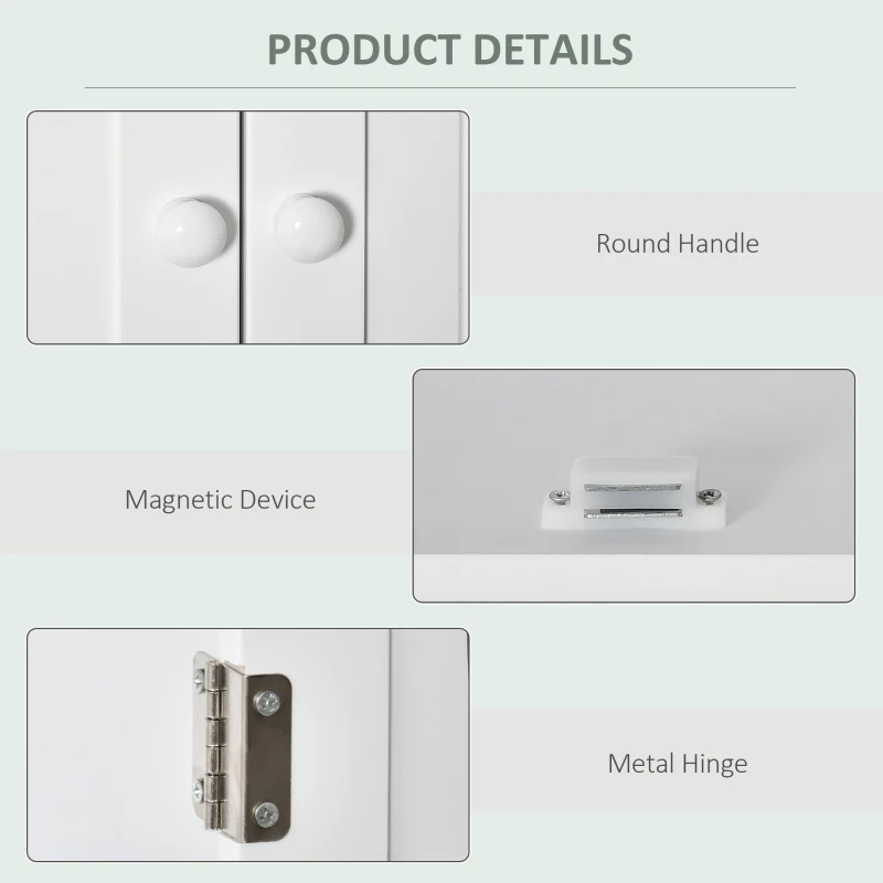 kleankin Dulap de Baie Suspendat cu Dulăpior, 2 Uși cu Închidere Magnetică și Raft Deschis, 60x20x70.5 cm, Alb