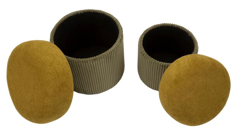 Mauro Ferretti Puff cu Depozitare Verde Set 2 Buc cm Ø 42x44-35x36