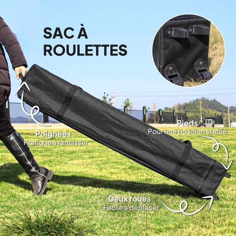 Outsunny Tonnelle barnum de jardin pop-up pliant double toit protection UV 50+ avec 4 moustiquaires zippées 4 x 4 m beige