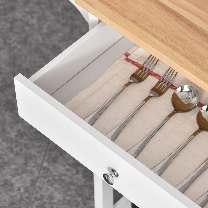 HOMCOM Carrinho de cozinha com 1 gaveta 1 armário 3 prateleiras abertas 66x39.5x86.5 cm Branco