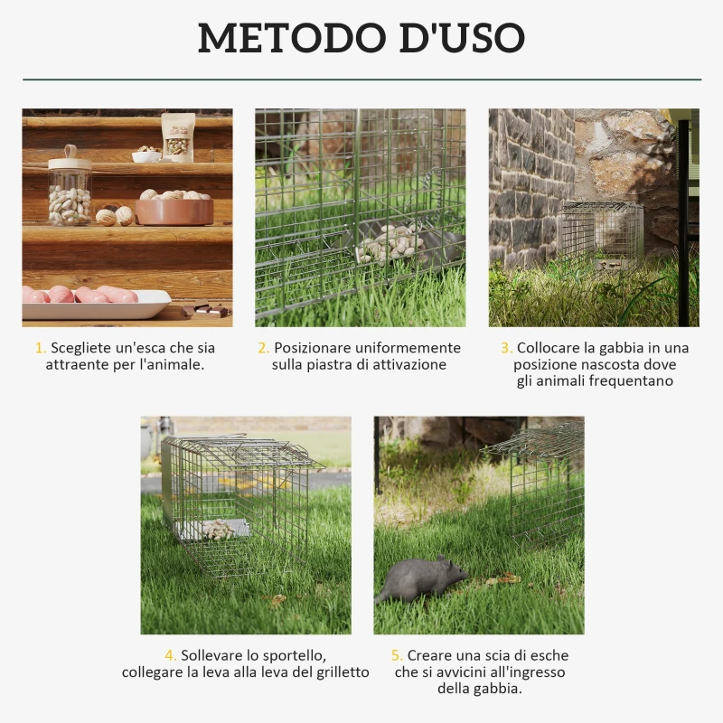 Outsunny Trappola per Ratti, Topi e Nutrie Pieghevole in Acciaio