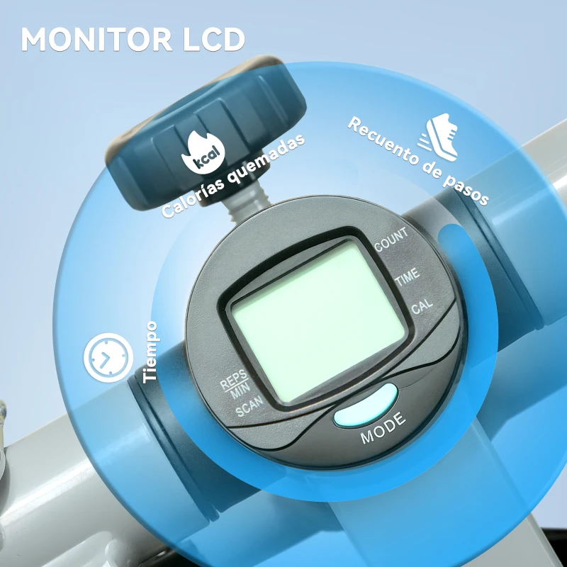 SPORTNOW Mini Stepper Compacto para Hacer Ejercicio en Casa con Bandas de Resistencia Monitor LCD Pedales Antideslizantes Gris