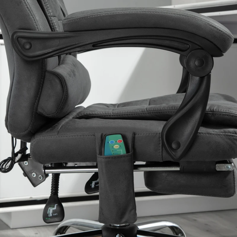 Vinsetto Poltrona da Ufficio Massaggiante e Reclinabile con Riscaldamento e Altezza Regolabile, Grigio