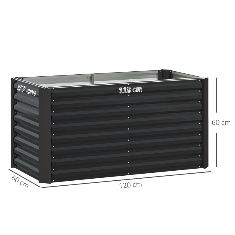 Outsunny Set 2 Jardiniere Gradina inaltate 120×60×60 cm – Otel Galvanizat