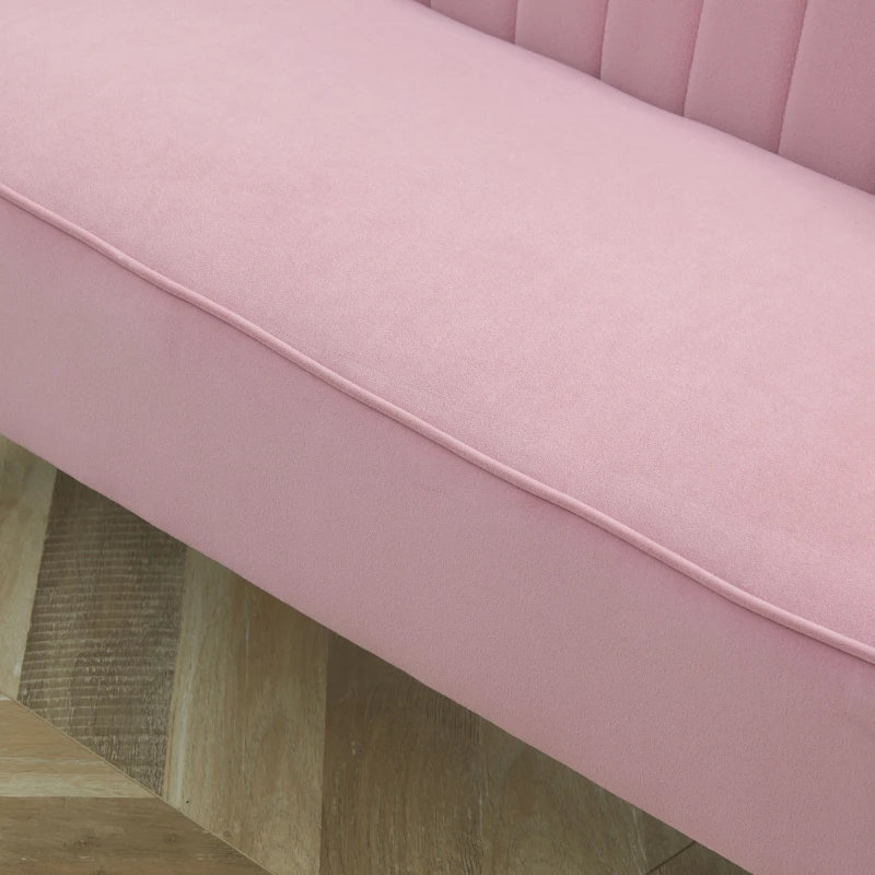 HOMCOM Sofa Retrodesign 2-zitsbank, houten poten, 117 cm x 56,5 cm x 77 cm, Roze(m-7)