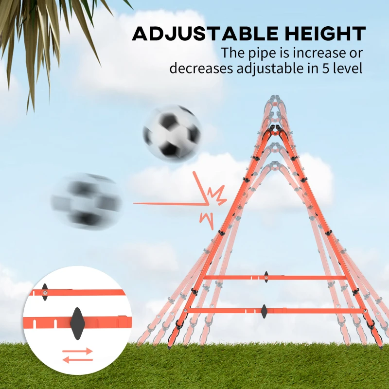 HOMCOM Double Sided Football Rebounder Net, Football Rebound Goal with Five Adjustable Angles, Orange