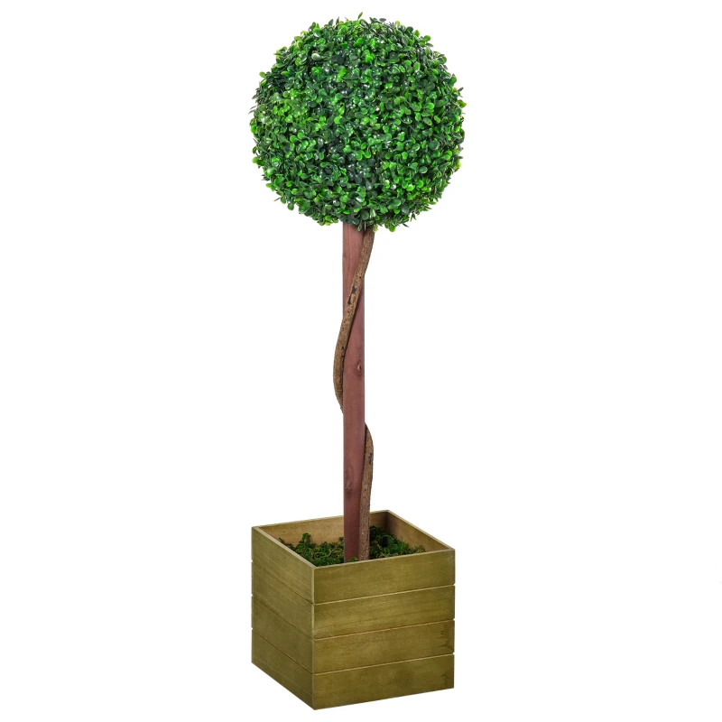 Outsunny Alberello Bosso Artificiale con Vaso Pianta Finta Altezza 87cm per Interno ed Esterno, Verde chiaro e scuro
