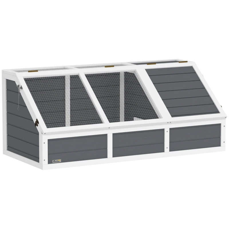 PawHut Căsuță pentru Țestoase fără Paviment cu Panel Detașabil și 2 Spații Separate, 120x55x50 cm, Gri