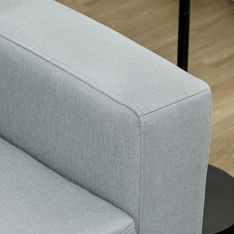 HOMCOM 3-Sitzer-Sofa, Couch mit Vollholzrahmen, Metallbeine, schlichtes Design, Hellgrau(m-9)