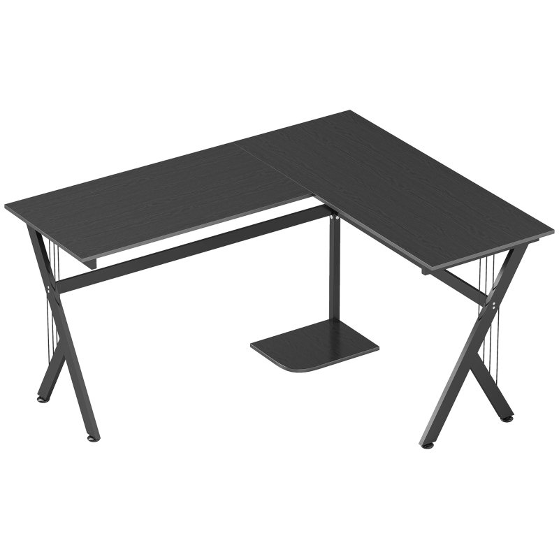 HOMCOM Secretária para PC Computador Secretária de canto angular para escritório 155x130x76cm Madeira preta