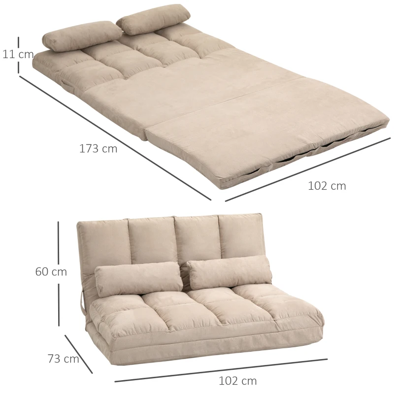 HOMCOM 2-in-1 Bodensessel, Rückenlehne, Verstellbar, 102 x 73 x 60 cm, Beige(m-3)