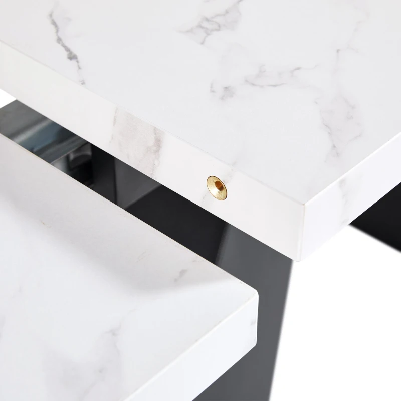 Masă de luat extensibilă, pentru living și birou de acasă, 159x74x77 cm, Alb+Negru