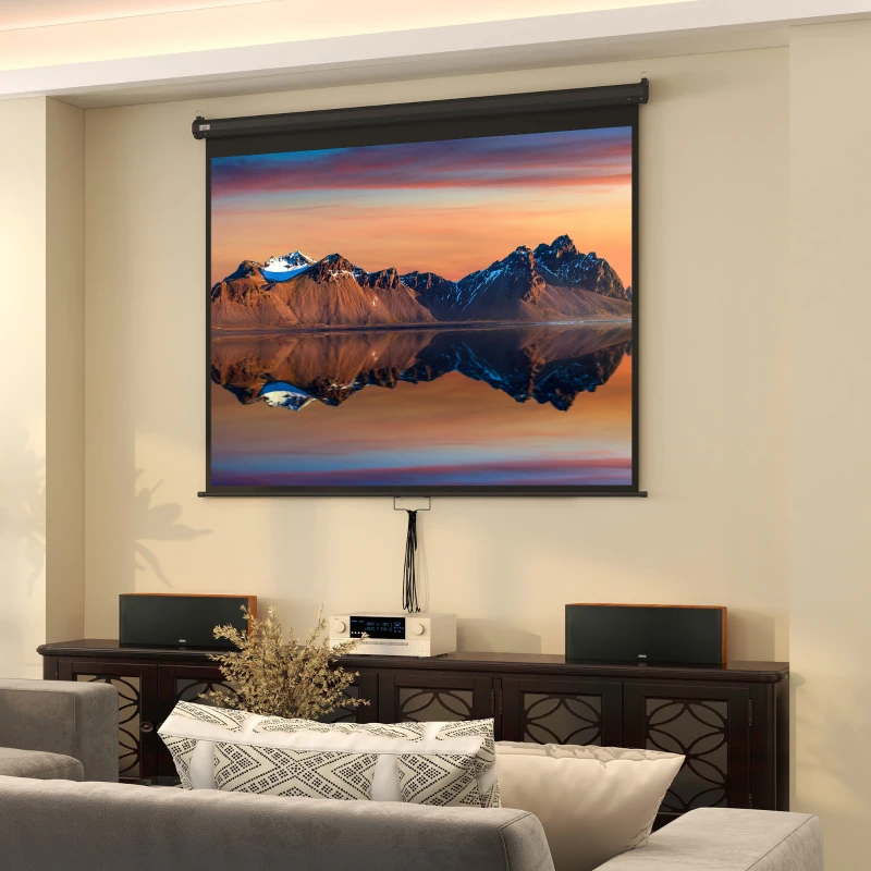 HOMCOM Telo Proiettore 100" Regolabile con Montaggio a Soffitto e Parete, Formato 4:3, 203x152cm, Bianco e Nero