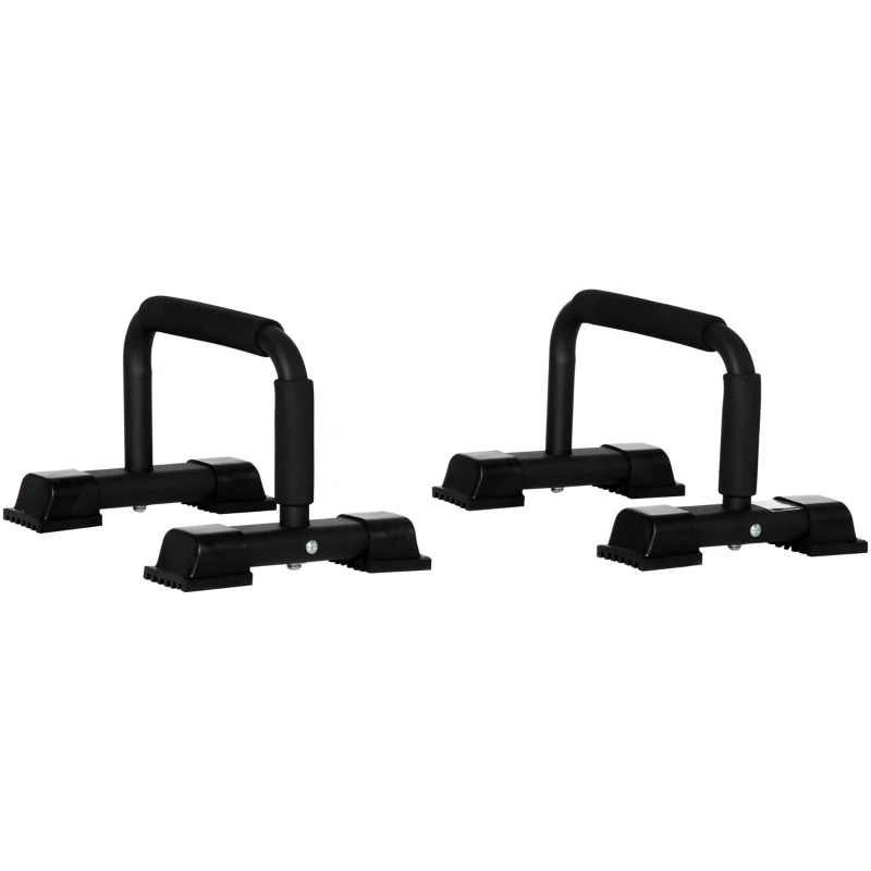 HOMCOM Barras Paralelas Calistenia de Acero con Alfombra Antideslizante para Entrenamiento en Gimnasio Hogar 36x25x20 cm Negro