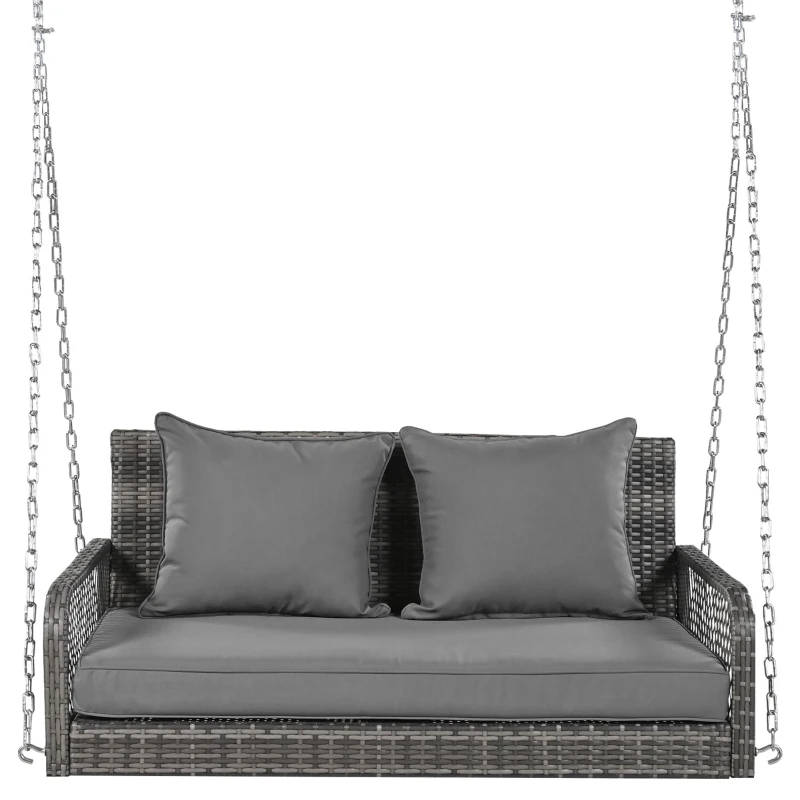 Dondolo da giardino dondolo Hollywood con cuscini di seduta e schienale rimovibili e lavabili, 2 posti, Grigio