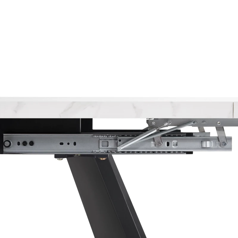 Masă de luat extensibilă, pentru living și birou de acasă, 159x74x77 cm, Alb+Negru