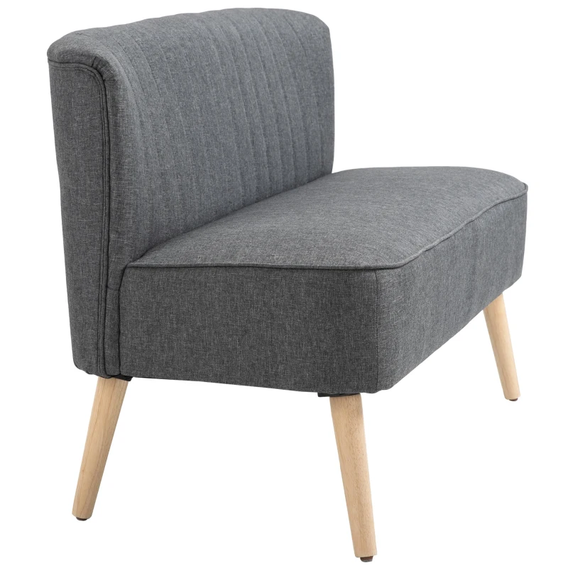 HOMCOM 2-Sitzer Sofa, weiche Polsterung, pflegeleichter Bezug, bis 150 kg, 117 x 56,5 x 77 cm, Hellgrau