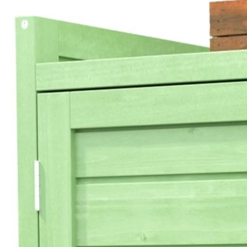 Armadio da giardino in legno, armadio per attrezzi con tre scomparti, 87,7×40×70,2 cm, Verde