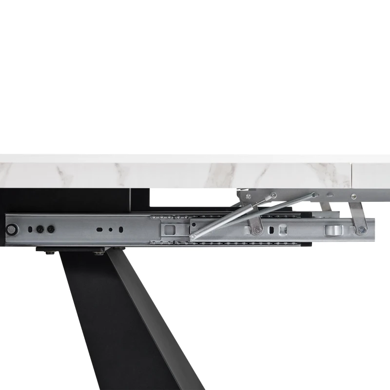 Masă de luat extensibilă, pentru living și birou de acasă, 159x74x77 cm, Alb+Negru