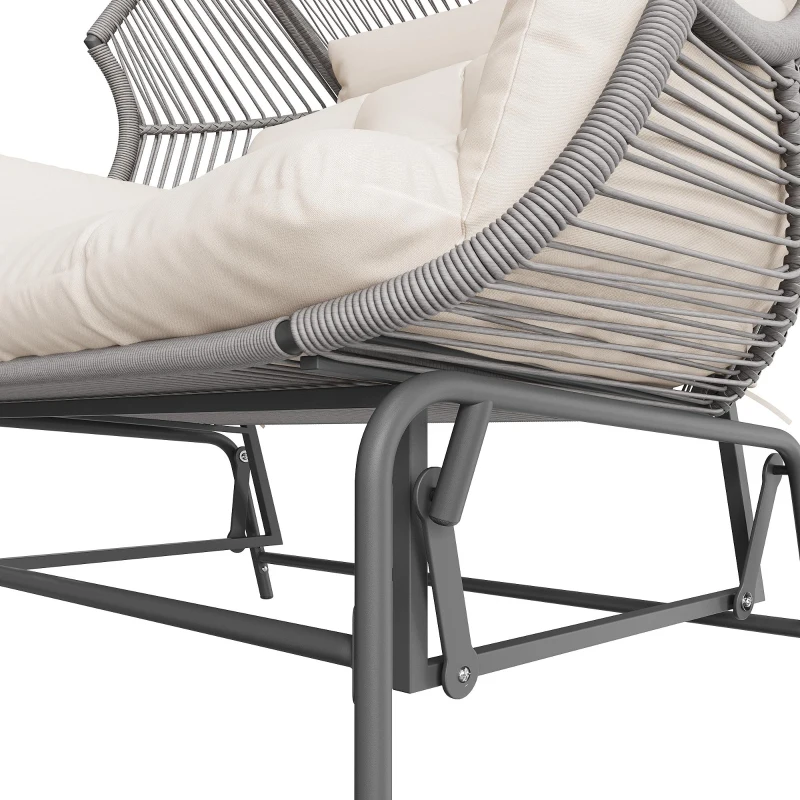 Fauteuil à bascule de jardin pour deux personnes,  fauteuil de jardin, 145×85×143 cm, Gris