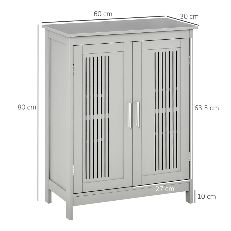 kleankin Modern Bathroom Floor Cabinet - Grey