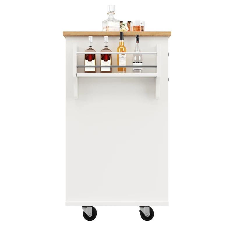 Îlot de cuisine moderne, espace de rangement multifonctionnel, 127×46×91,5 cm, Blanc