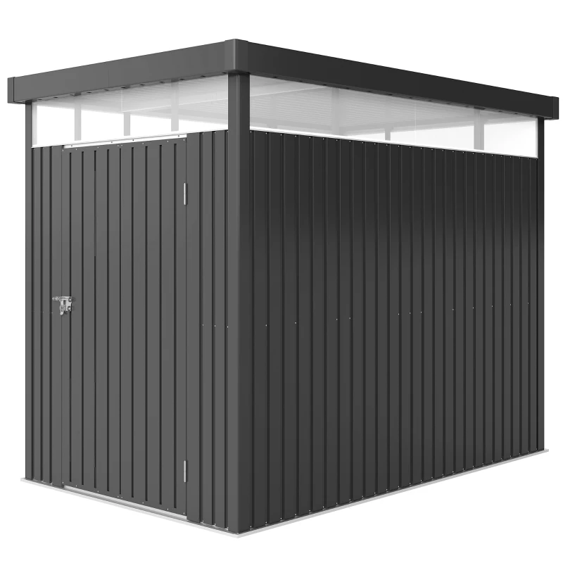 Outsunny 5.3 x 8.5ft Galvanised Steel Garden Shed, Metal Shed with Roof Windows, Leakage Holes and Lockable Wide Door for Outdoor Patio Tool Storage