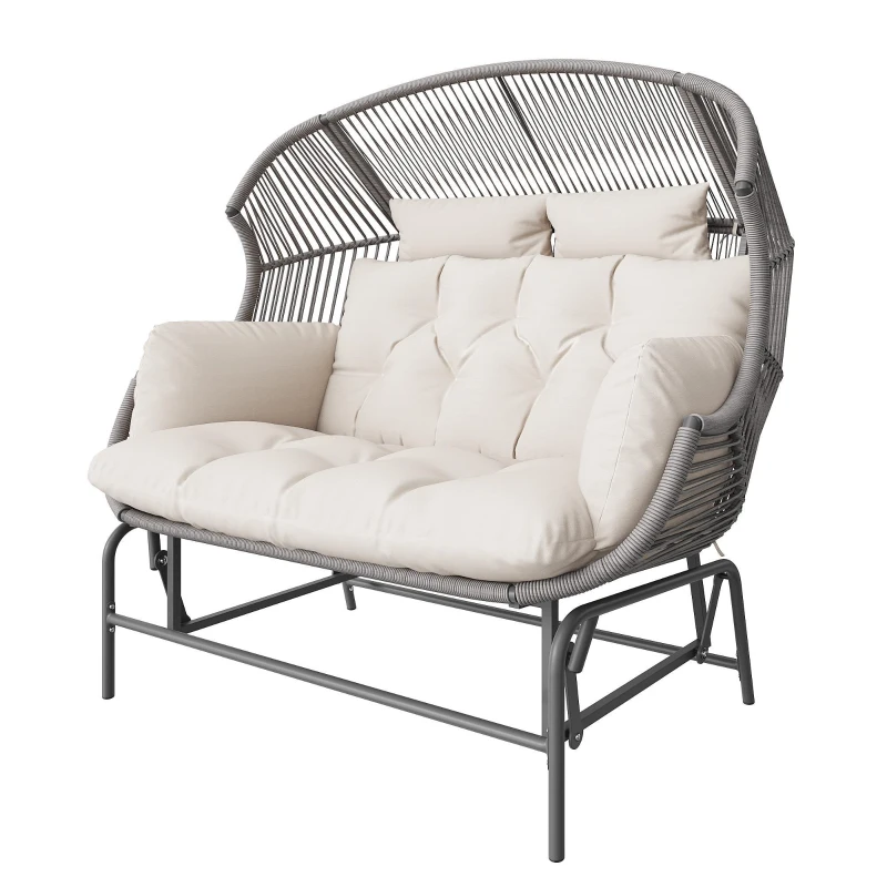 Fauteuil à bascule de jardin pour deux personnes,  fauteuil de jardin, 145×85×143 cm, Gris