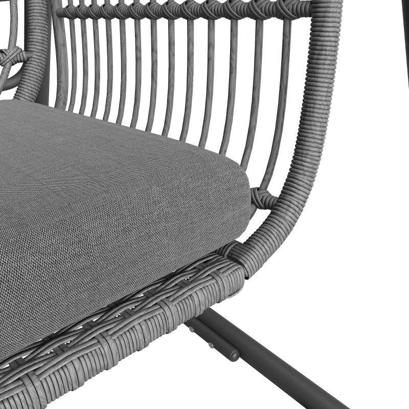 Dondolo da Giardino a 2 Posti in Metallo con Cuscino Sfoderabile, 141x109x143 cm, Grigio Scuro