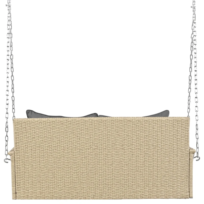 Balancelle de jardin, balancelle Hollywood avec coussins de siège et de dossier amovibles et lavables, 2 places, 113x54x53 cm, Beige