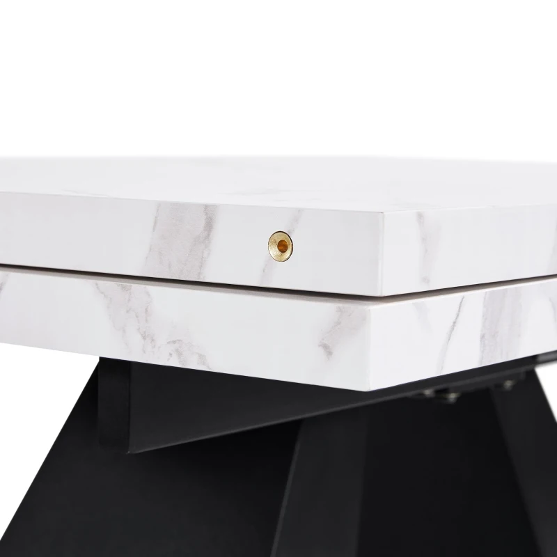 Masă de luat extensibilă, pentru living și birou de acasă, 159x74x77 cm, Alb+Negru