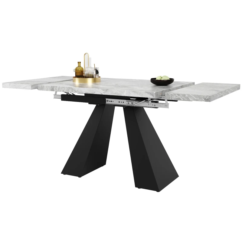 Masă de luat extensibilă, pentru living și birou de acasă, 159x74x77 cm, Negru+Gri
