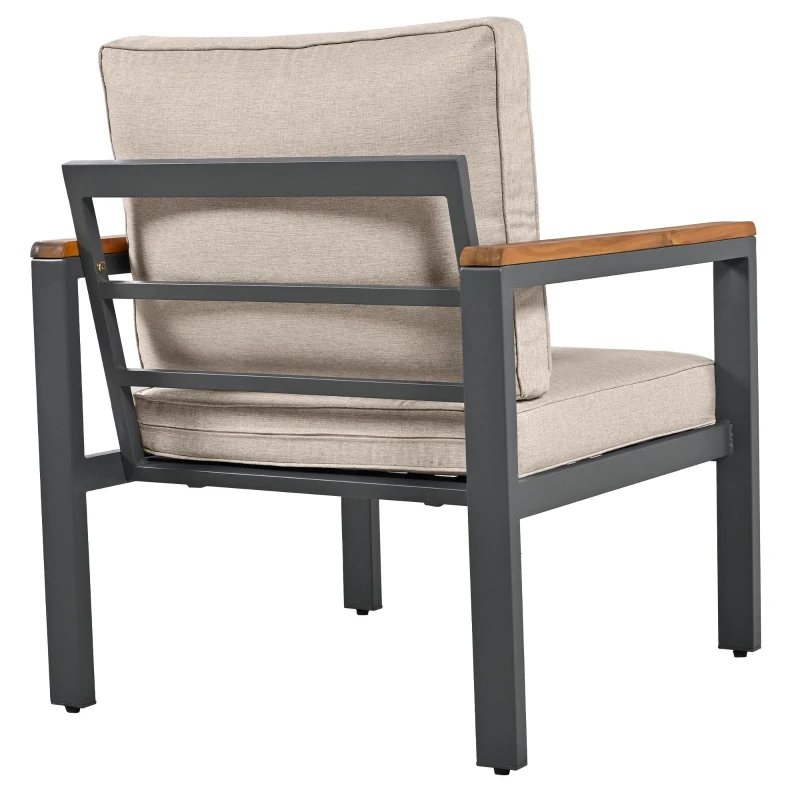 Juego de Muebles de Jardín de 4 Piezas con Sofá de 2 Plazas 2 Sillones Individuales y Mesa Beige