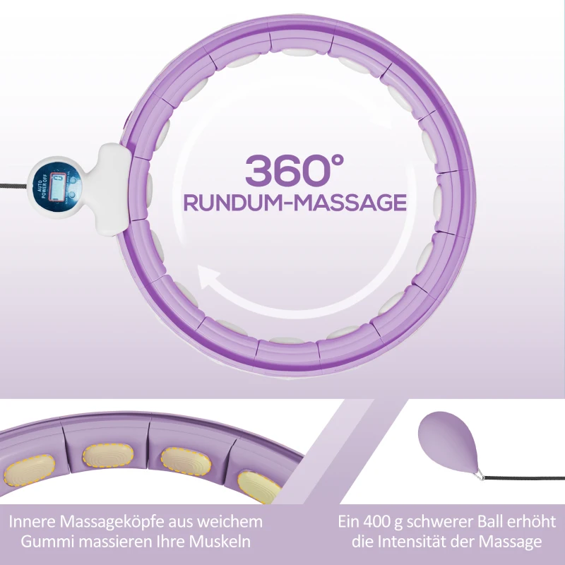 SPORTNOW Smart Hula Hoop Reifen Erwachsene mit Gewicht Kugel Zähler 16 Knoten (76-113cm) Violett
