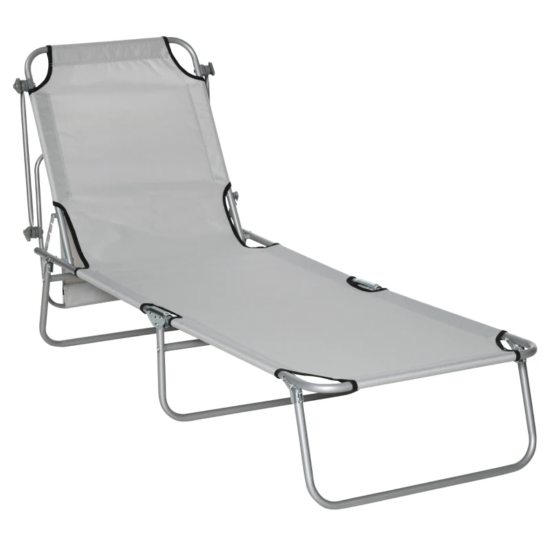 Outsunny Sonnenliege, Gartenliege, Wellnessliege, Strandliege, klappbar, mit Sonnenschutz, 187 x 58 x 36 cm, Grau