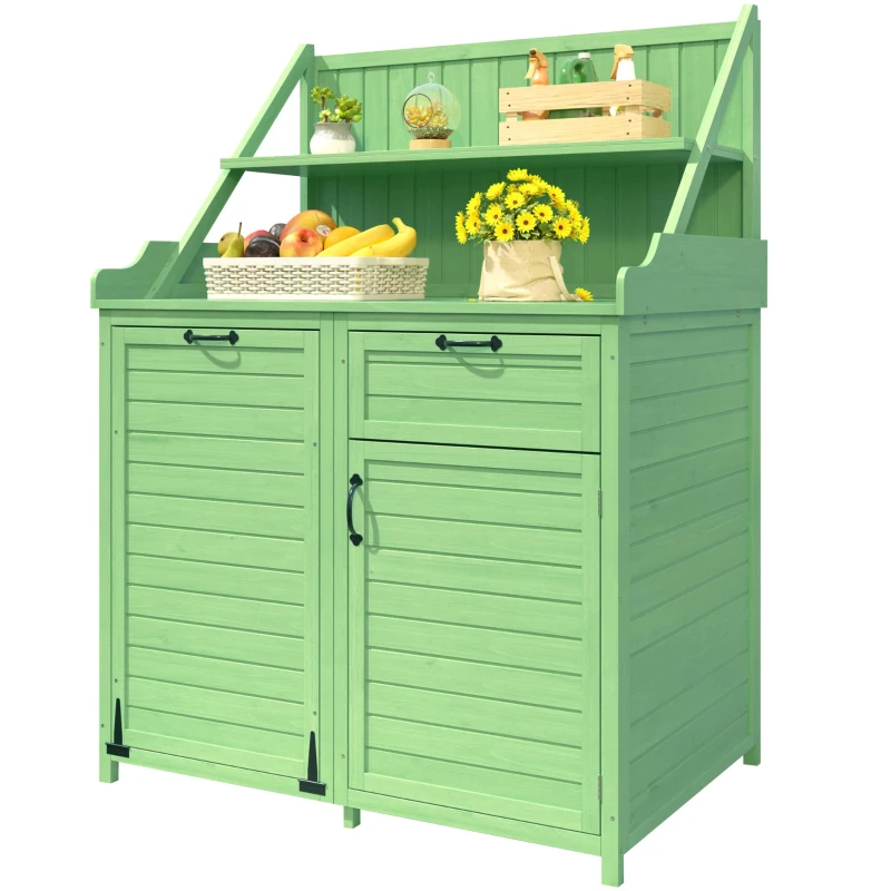 Armoire de jardin en bois avec étagères, 100×45×154 cm, Vert