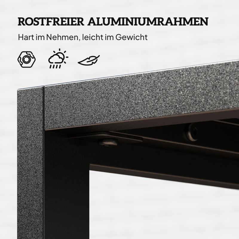 Outsunny Beistelltisch mit Latten-Design Balkontisch aus Aluminium Kaffeetisch wetterfest 90 x 50 x 42 cm Schwarz