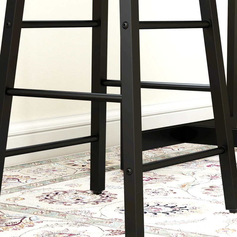 HOMCOM Ensemble table de bar avec tabourets, compartiments ouverts, étagère réglable et repose-pieds, chêne et noir