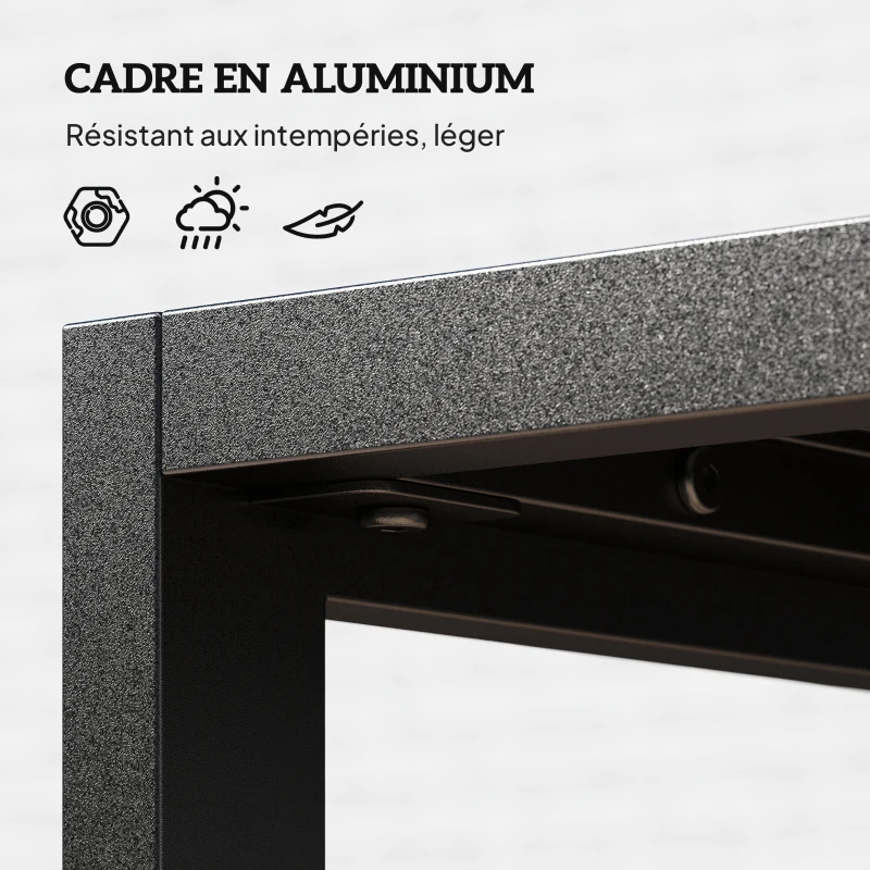 Outsunny Table basse extérieure avec plateau à lattes, cadre en aluminium, pour balcon, patio, terrasse, 90 x 50 x 42 cm, noir