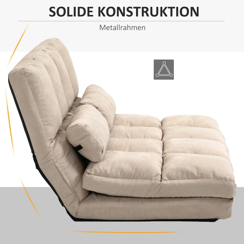 HOMCOM 2-in-1 Bodensessel, Rückenlehne, Verstellbar, 102 x 73 x 60 cm, Beige(m-7)