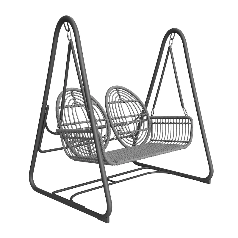 Dondolo da Giardino a 2 Posti in Metallo con Cuscino Sfoderabile, 141x109x143 cm, Grigio Scuro