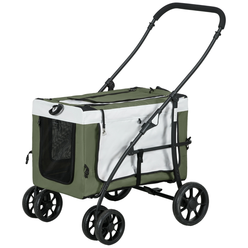 PawHut 3 In 1 Opvouwbare Hondenbuggy Voor Katten Tot 10 Kg, Met Kussen En Bekerhouder Donkerblauw~1t0hvr8mi0001