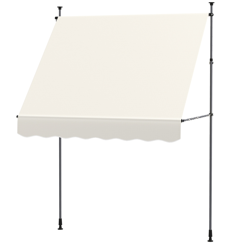 Outsunny Toldo Manual Retráctil 2x1,2 m Toldo Exterior Enrolável Altura Ajustável com Manivela 210-310 cm Proteção UV30+ Creme