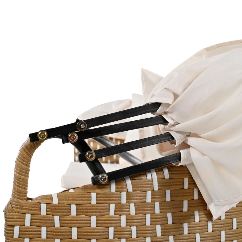 Ensemble de fauteuils de jardin-lounge, île ensoleillée avec baldaquin rétractable et plateau de table relevable, Beige