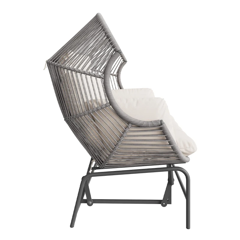 Fauteuil à bascule de jardin pour deux personnes,  fauteuil de jardin, 145×85×143 cm, Gris