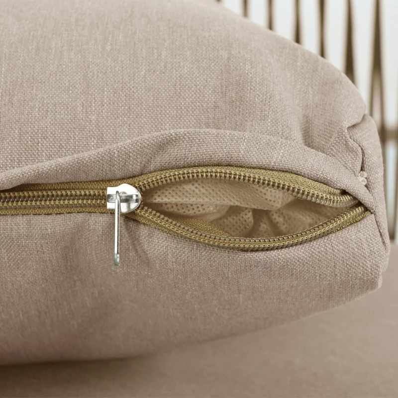 Ensemble de salon de jardin, ensemble de meubles de jardin en forme de L avec corde tissée à la main, 2 canapés et 1 table , Fauve