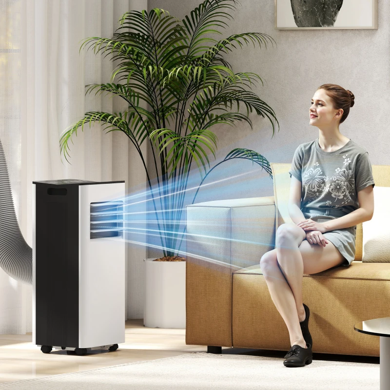 HOMCOM Aire Acondicionado Portátil 3 en 1 9000 BTU con Control Remoto Pantalla LED Temporizador 2 Velocidades para 28m² Blanco