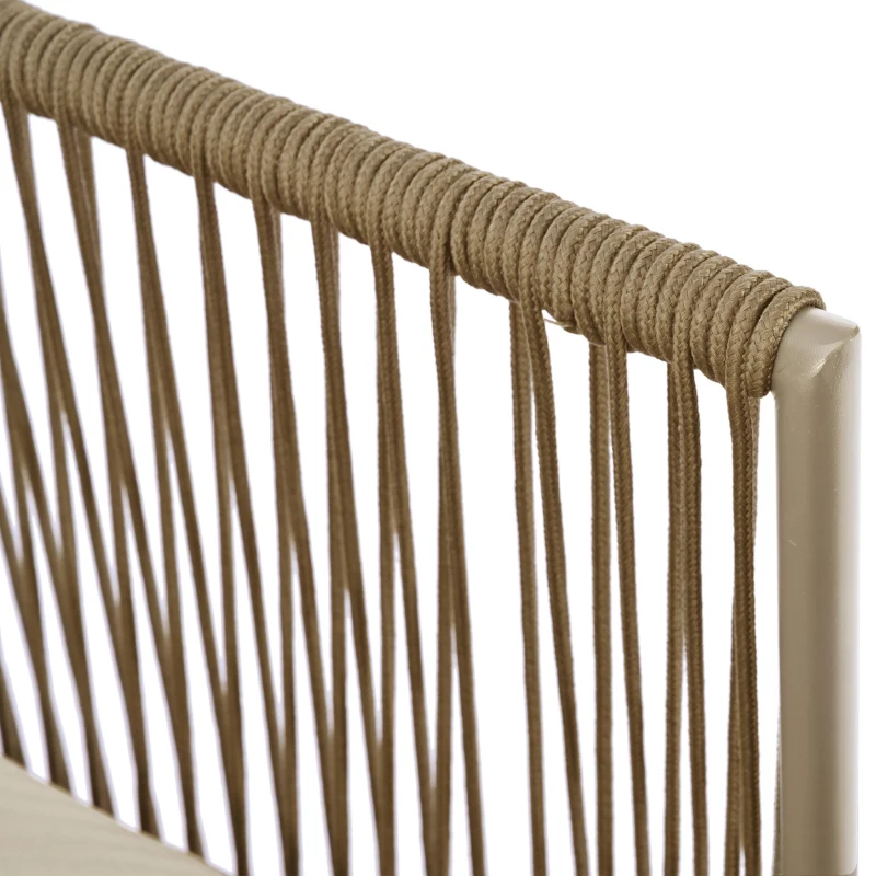 Ensemble de salon de jardin, ensemble de meubles de jardin en forme de L avec corde tissée à la main, 2 canapés et 1 table , Fauve