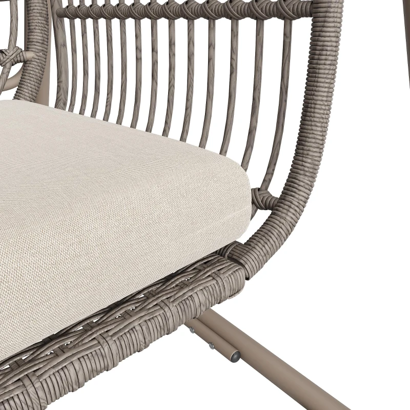 Balancelle de jardin pour 2 personnes, balancelle avec dossier, 141×109×143 cm, Beige＋Marron