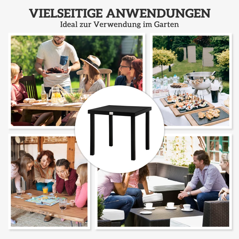 Outsunny Gartentisch für 4 Personen Esstisch Aluminiumtisch Gartenmöbel Loungemöbel pflegeleicht Kunststoff Schwarz 78 x 78 x 74 cm